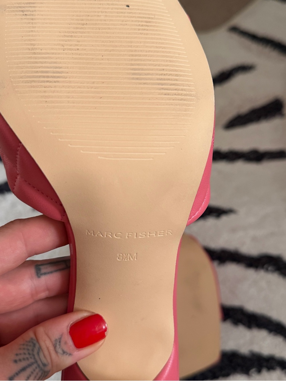 Marc Fisher Coral Pink Quilted Stud Slide Mules - Picture 5 of 7